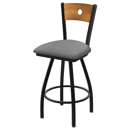 30 Swivel Counter Stool,Black Wrinkle,Med Back,Graph Seat